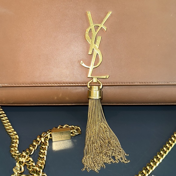 Saint Laurent Paris Kate tassel monogram medium brown leather chain shoulder bag - Picture 3 of 12